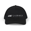 Legacy Snapback Trucker Cap – Black/White Embroidered Logo Mesh Hat