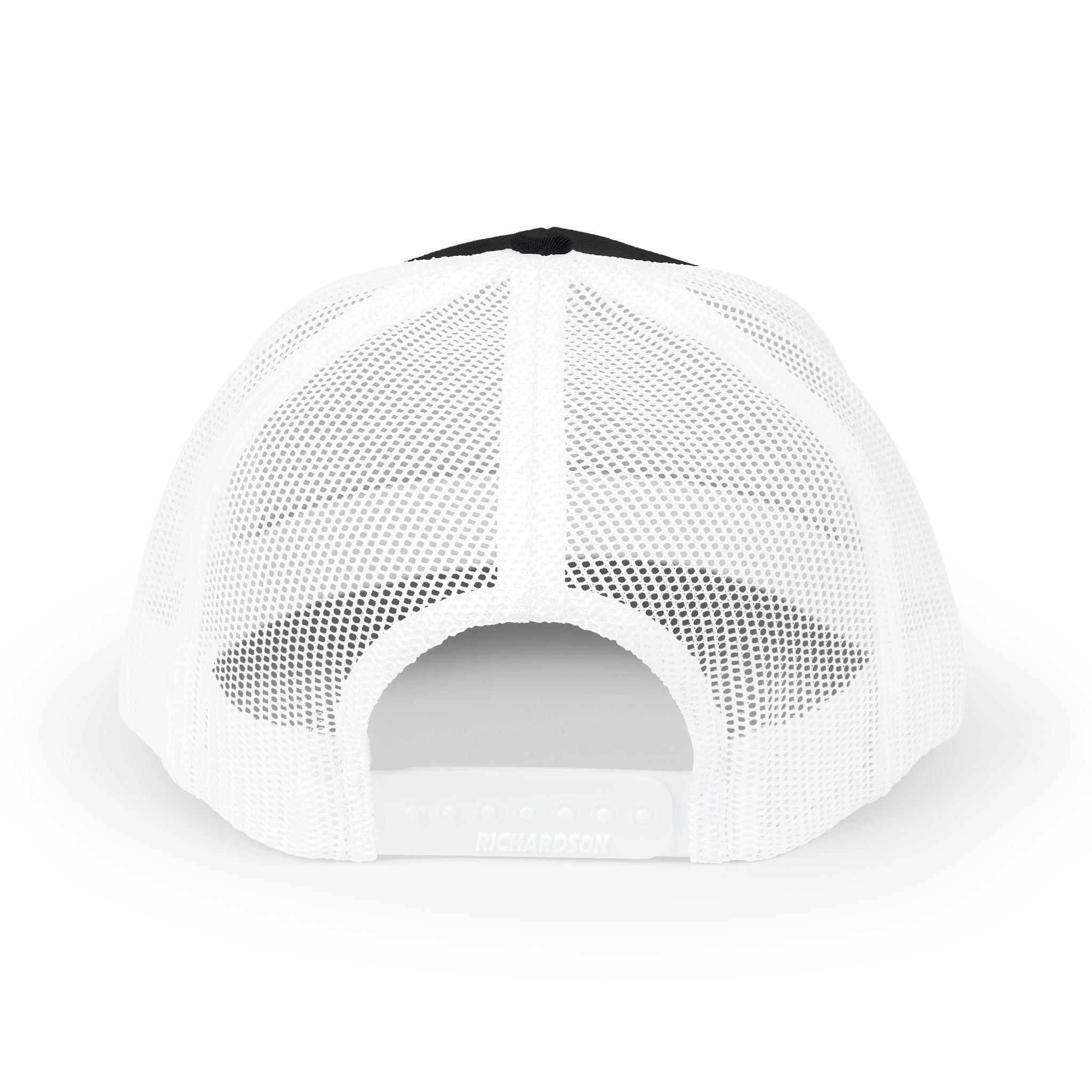 Legacy Snapback Trucker Cap – Black/White Embroidered Logo Mesh Hat